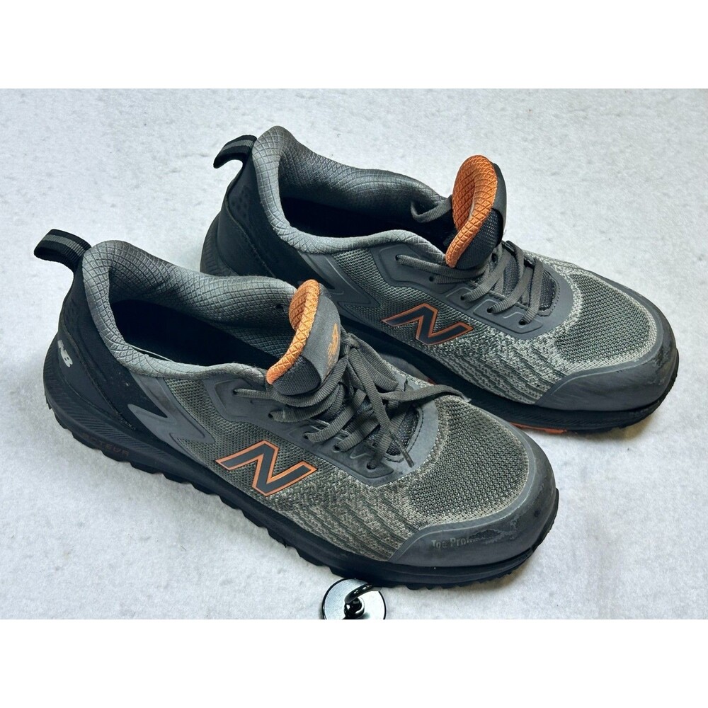 New Balance Mens 9 Gray Orange Work Shoes ASTM F2413-24 EH Slip Resistant